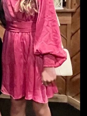 Aura Fuchsia Mini Dress with Balloon Sleeves